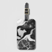 Étiquette À Bagage Marbre noir et blanc tendance (Devant Vertical)