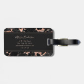 Étiquette À Bagage Marbre Noir Or Rose Monogramme (Dos horizontal)