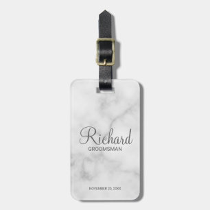 Étiquette À Bagage Marbre Nom personnalisé et Monogramme Groomsman