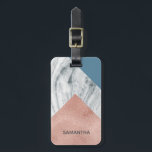 Étiquette À Bagage Marbre personnalisé Faux Rose Gold Blue<br><div class="desc">Personnalisez cette étiquette de bagage avec votre nom,  adresse et numéro de téléphone. Marbre moderne et tendance,  or rose et motifs bleus se distinguent et oh si chic. Trouvez le bagage correspondant sur notre boutique.</div>