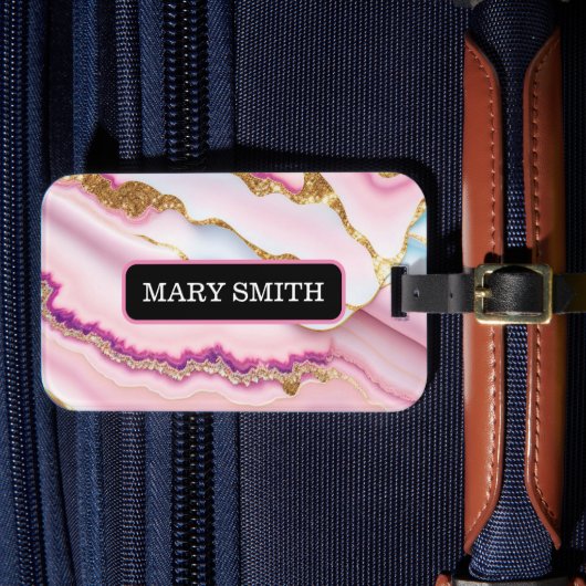 Étiquette À Bagage Marbre rose clair Agate Collection tendance (Insitu Rectoal 4)