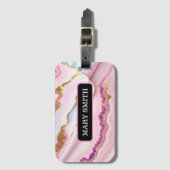 Étiquette À Bagage Marbre rose clair Agate Collection tendance (Devant Vertical)