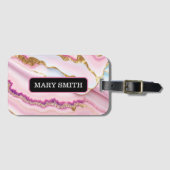 Étiquette À Bagage Marbre rose clair Agate Collection tendance (Devant Horizontal)