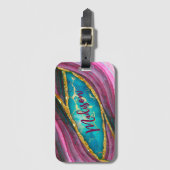 Étiquette À Bagage Marbre rose élégant art faux or parties scintillan (Devant Vertical)