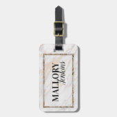 Étiquette À Bagage Marbre rose Iridescente (Devant Vertical)