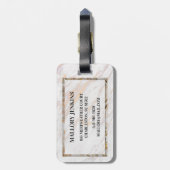 Étiquette À Bagage Marbre rose Iridescente (Dos Vertical)