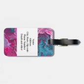 Étiquette À Bagage Marbre rose Turquoise Pour Peinture Art Monogramme (Dos horizontal)