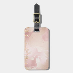 Étiquette À Bagage Marbre Rosegold Blush avec Droplets Parties scinti