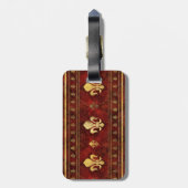 Étiquette À Bagage Marbre rouge et or Fleur de lis (Dos Vertical)