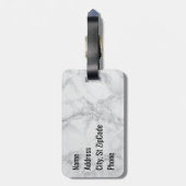 Étiquette À Bagage Marbre rouge, noir et gris de monogramme (Dos Vertical)