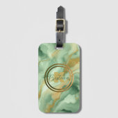 Étiquette À Bagage Marbre vert élégant avec des veines Parties scinti (Devant Vertical)