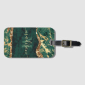 Étiquette À Bagage Marbre vert et or (Devant Horizontal)