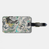 Étiquette À Bagage Marbrure de pierre avec veines de turquoise recto- (Dos horizontal)
