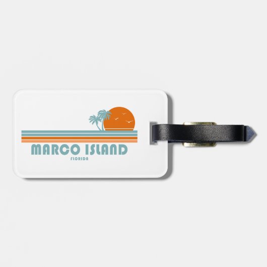 Étiquette À Bagage Marco Island Floride palmiers solaires (Dos horizontal)