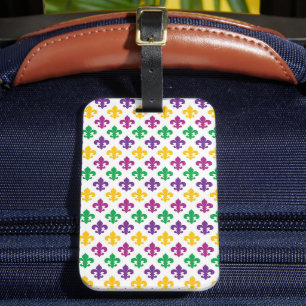 ÉTIQUETTE À BAGAGE MARDI GRAS PURPLE VERT GOLD FLEUR DE LIS