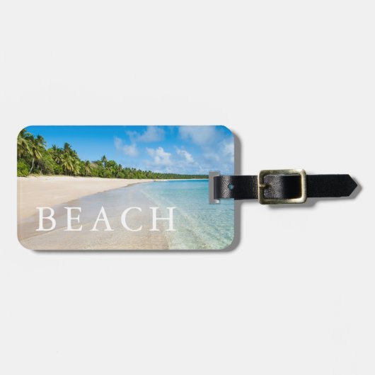 Étiquette À Bagage Marée océanique sur une plage tropicale (Devant horizontal)