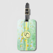 Étiquette À Bagage Marguerites florales monogrammes (Devant Vertical)