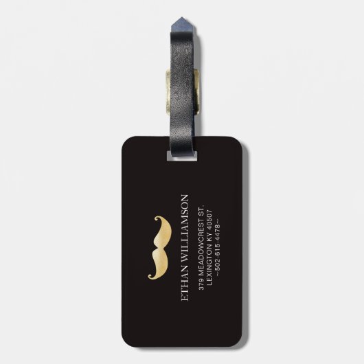 Étiquette À Bagage Mari | Mr Black et monogramme de nouveaux mariés (Dos Vertical)