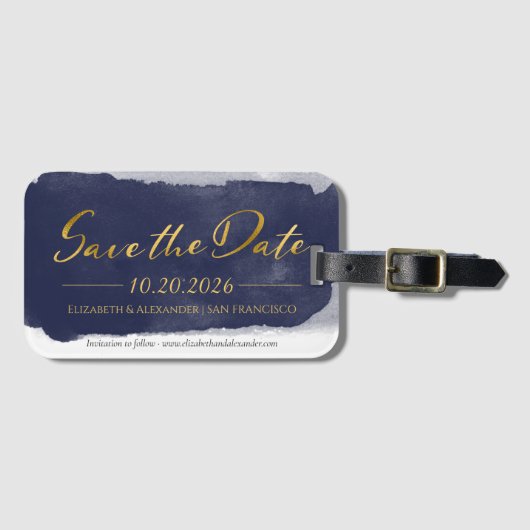 Étiquette À Bagage Mariage Abstrait Enregistrer la date Invitations | (Devant Horizontal)