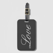 Étiquette À Bagage Mariage Amour avec Fond Gris Élégant (Devant Vertical)