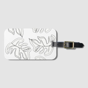 Étiquette À Bagage Mariage botanique noir de Monstera