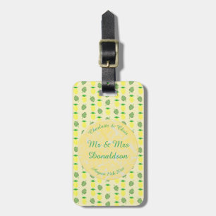 Étiquette À Bagage Mariage d'été tropical Ananas et Palm Feuille