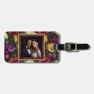 Étiquette À Bagage Mariage floral accentueux de callas luxueux