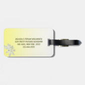 Étiquette À Bagage Mariage floral jaune (Dos horizontal)