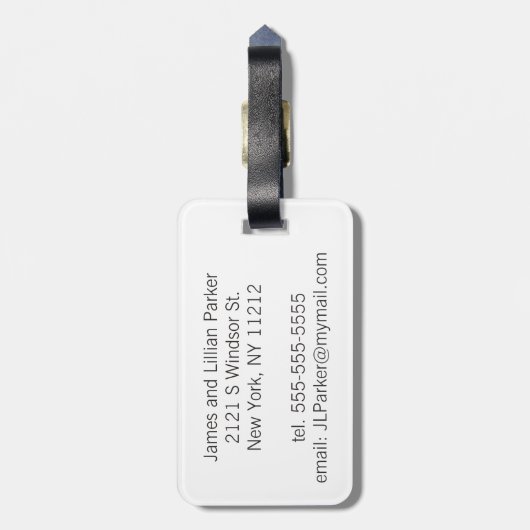 Étiquette À Bagage Mariage M. et Mme Monogramme Faux Or (Dos Vertical)