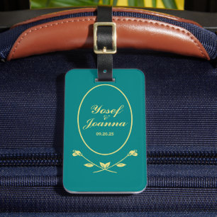 Étiquette À Bagage Mariage Rose turquoise