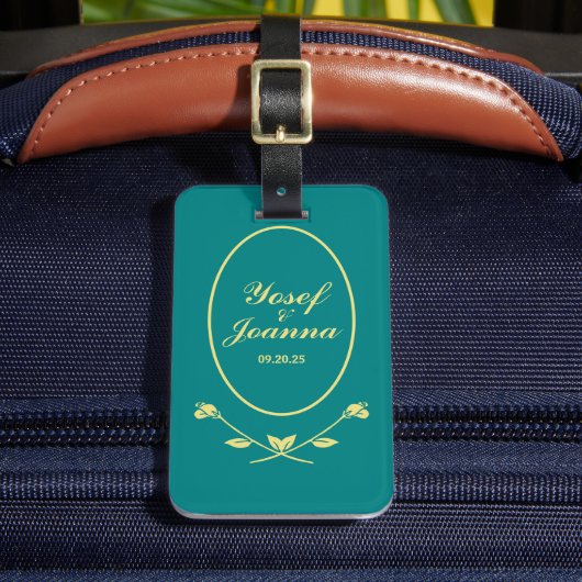 Étiquette À Bagage Mariage Rose turquoise (Insitu Rectoal 2)