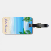 Étiquette À Bagage Mariage Tropical De Plage Juste Marié (Dos horizontal)