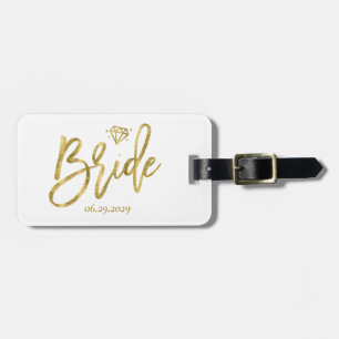Étiquette À Bagage Mariée avec diamant blanc