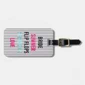 Étiquette À Bagage Mariée d'été en seersucker bleu Fête de mariage (Devant horizontal)