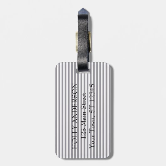 Étiquette À Bagage Mariée d'été en seersucker bleu Fête de mariage (Dos Vertical)