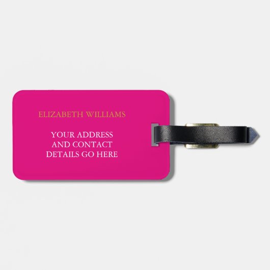 Étiquette À Bagage Mariée Gold Date Coeur Personnalisé (Dos horizontal)