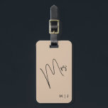 Étiquette À Bagage Mariée moderne | Beige   noir<br><div class="desc">Montrez votre fidélité à votre mariée avec un équipement personnalisé parfait pour les mariages de destination.</div>