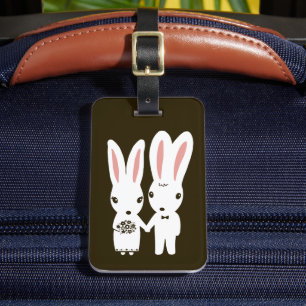 Étiquette À Bagage Mariés Lapins Couple - Mignonne Mariée et Marié