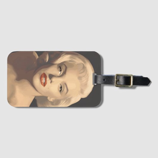 Étiquette À Bagage Marilyn grise graphique (Devant Horizontal)