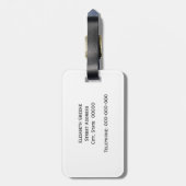 Étiquette À Bagage Marine Bleu Blanc Chevron Zig Zag Rouge Nom Monogr (Dos Vertical)