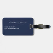 Étiquette À Bagage Marine bleu crème fleur motif rétro (Dos horizontal)