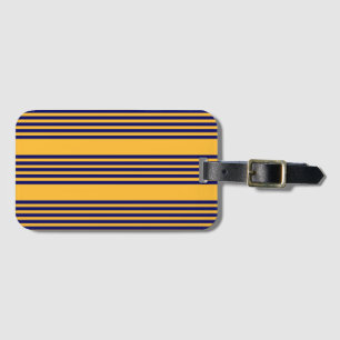Étiquette À Bagage Marine bleu et jaune soleil cinq bandes motif