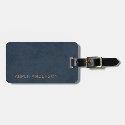 Étiquette À Bagage Marine bleu moderne simple (Devant horizontal)