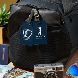 Étiquette À Bagage Marine bleu Personnalisé Monogramme Golfer