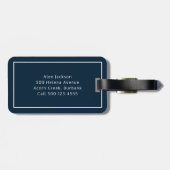 Étiquette À Bagage Marine bleu Personnalisé Monogramme Golfer (Dos horizontal)