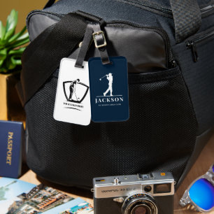 Étiquette À Bagage Marine bleu Personnalisé Monogramme Golfer