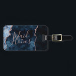Étiquette À Bagage Marine Bleu & Rose Or Agate Marbre Maid of Honor<br><div class="desc">Marine Blue & Rose Gold Foil Aquarelle Marbre Agate Géode Doré Design,  avec polices Moderne et Script. Marque de bagages tendance et chic Mariage Maid of Honor ! ~ Regardez ma boutique pour voir l'ensemble de la suite mariage pour ce design!</div>