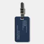 Étiquette À Bagage Marine Blue Elegant Plain Professionnel (Devant Vertical)