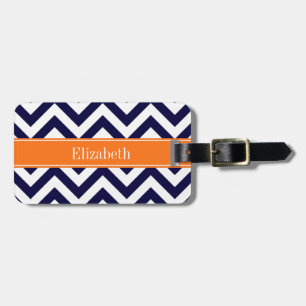 Étiquette À Bagage Marine Blue Lg Chevron Nom du Citrouille Monogramm