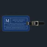 Étiquette À Bagage Marine Blue Modern Lines | Etiquettes à bagages<br><div class="desc">Voyagez dans le style avec une étiquette à bagages design personnalisée! Des étiquettes modernes et élégantes habilleront vos bagages et faciliteront l'identification rapide de vos bagages dans votre bagage. Personnalisez cet article en ajoutant votre monogramme Initial et vos coordonnées. Customisez facilement la couleur arrière - plan à l'ombre de votre...</div>